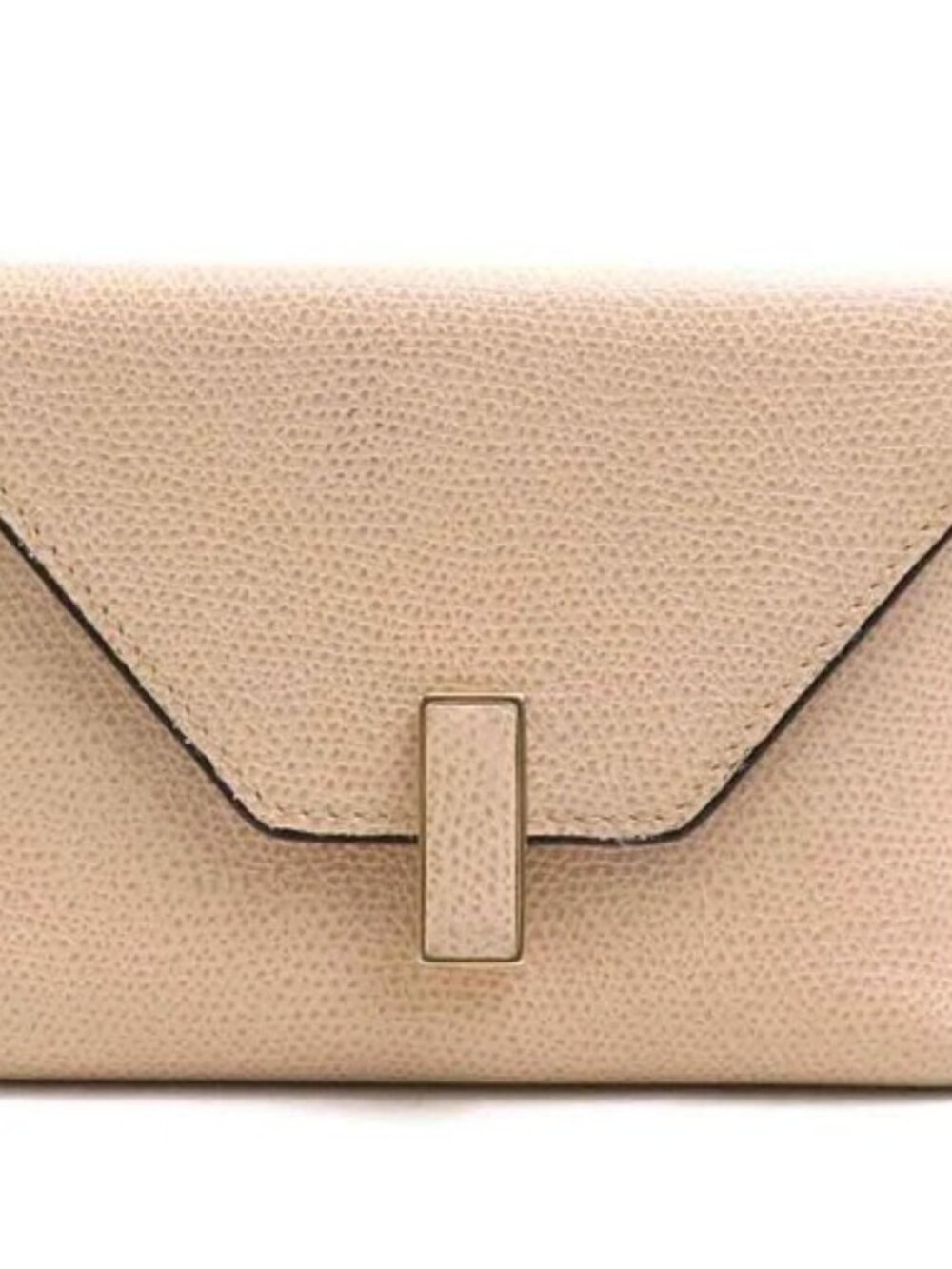 Auth Valextra Trifold Wallet Beige Leather/Goldtone - h31777a